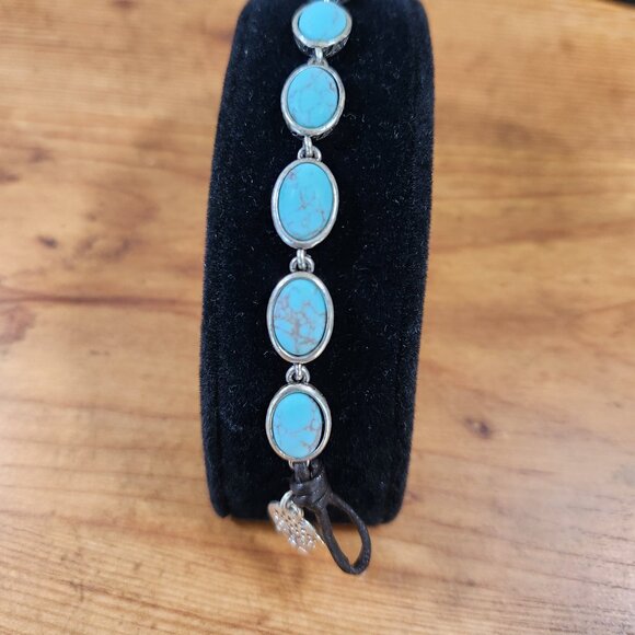 Womens Fossil Turquoise & Silver Bracelet 7" - Picture 2 of 4